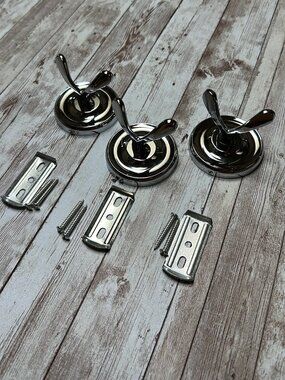 Double Robe Hooks X 3 Chrome With All Attachments 2.75” X 2.75”